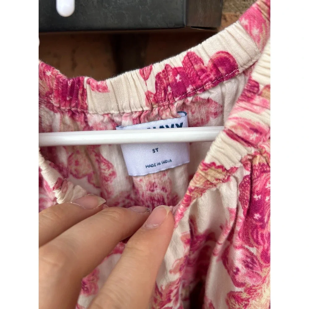 Old Navy Little Lass Toddler Girls Floral Dress Bundle 3T Mustard Pink 2pc‎ Set